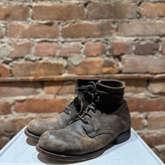 Carpe Diem Distressed Combat Boots – Black Reverse Leather - Picture 4 of 11